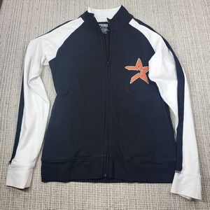 Major League Fitness Track Jacket Womens Medium Black White Star Full Zip‎